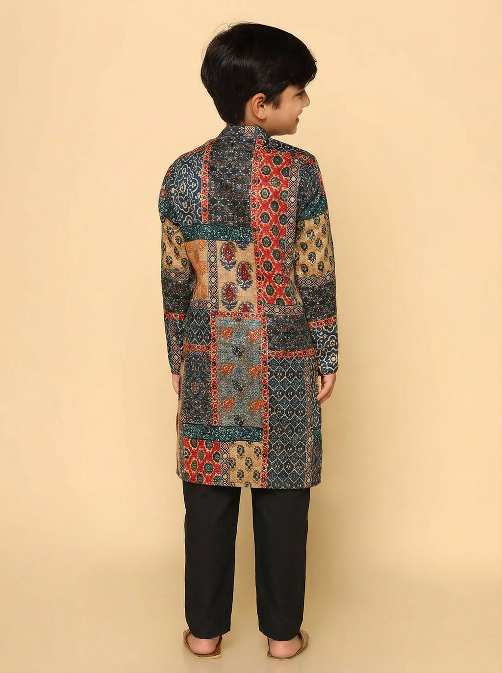 Multicolor Cotton Blend Printed Kurta Pyjama Set
