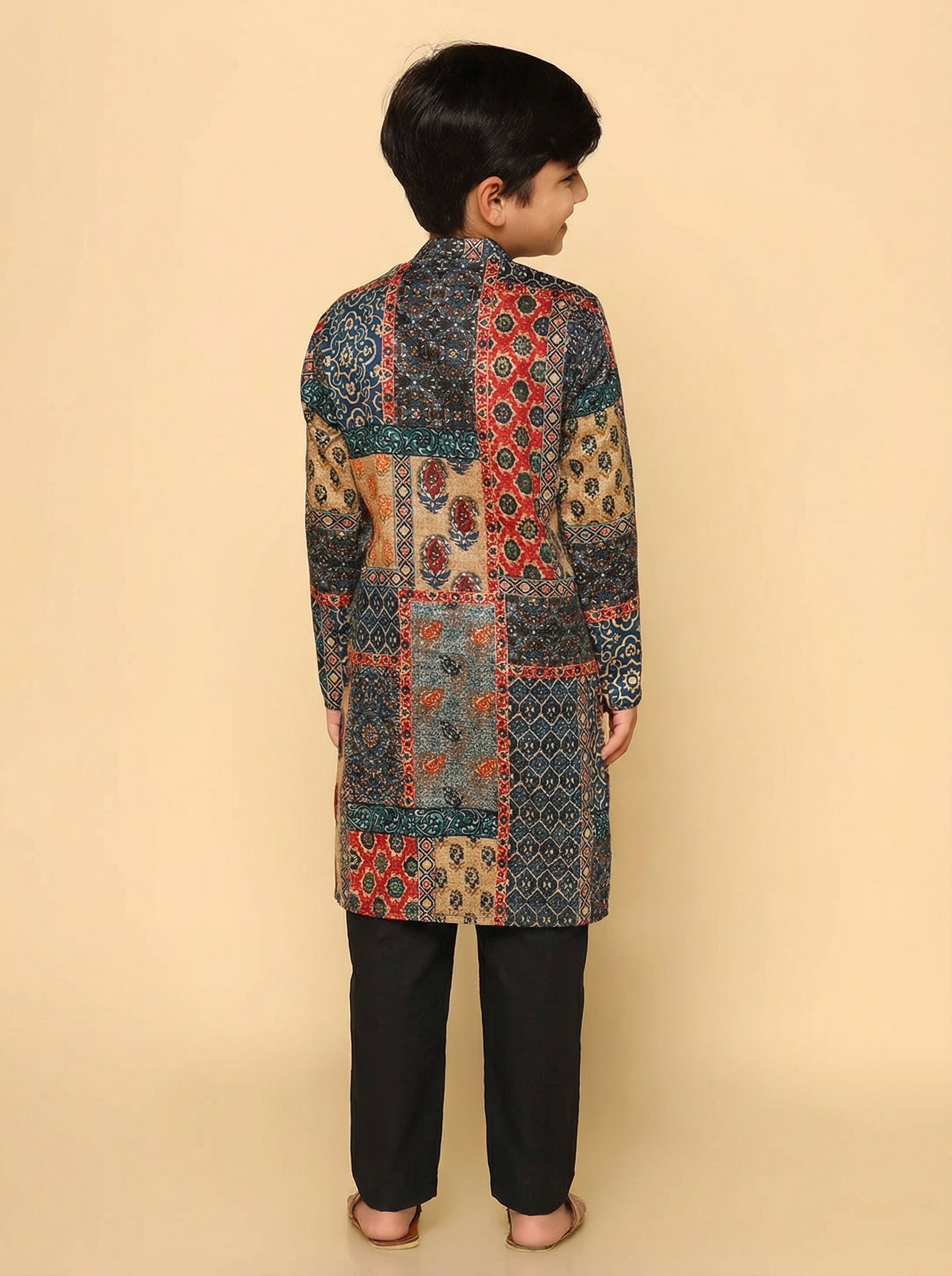 Multicolor Cotton Blend Printed Kurta Pyjama Set