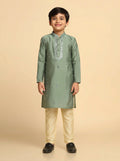 Green Self Design Kurta Pyjama Set