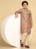 Multicolour Printed Kids Kurta Pyjama Set