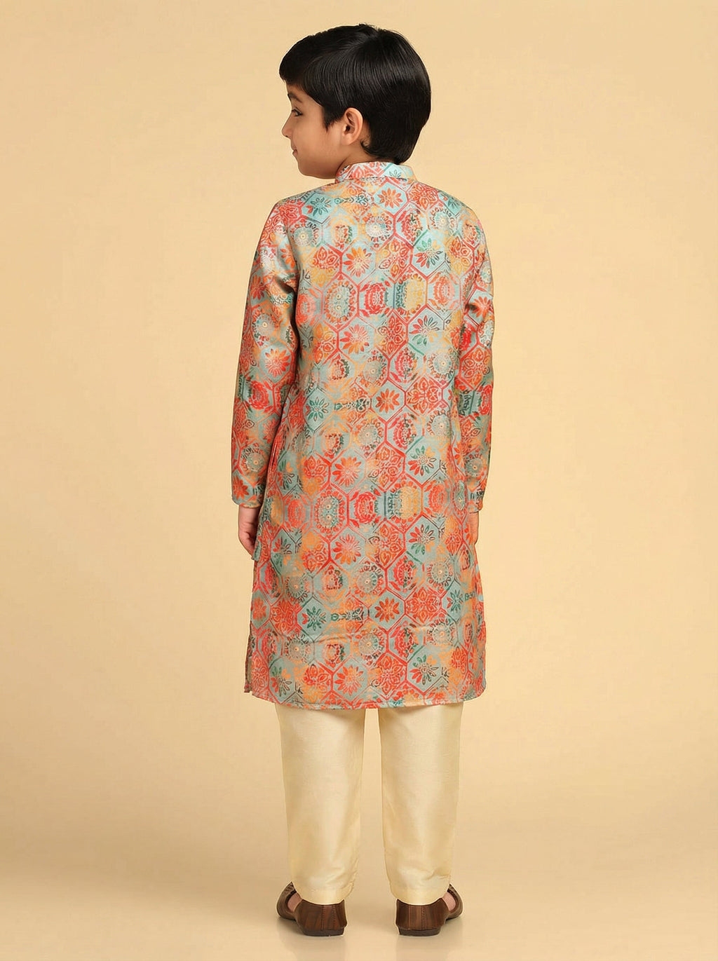 Multicolour Printed Kids Kurta Pyjama Set