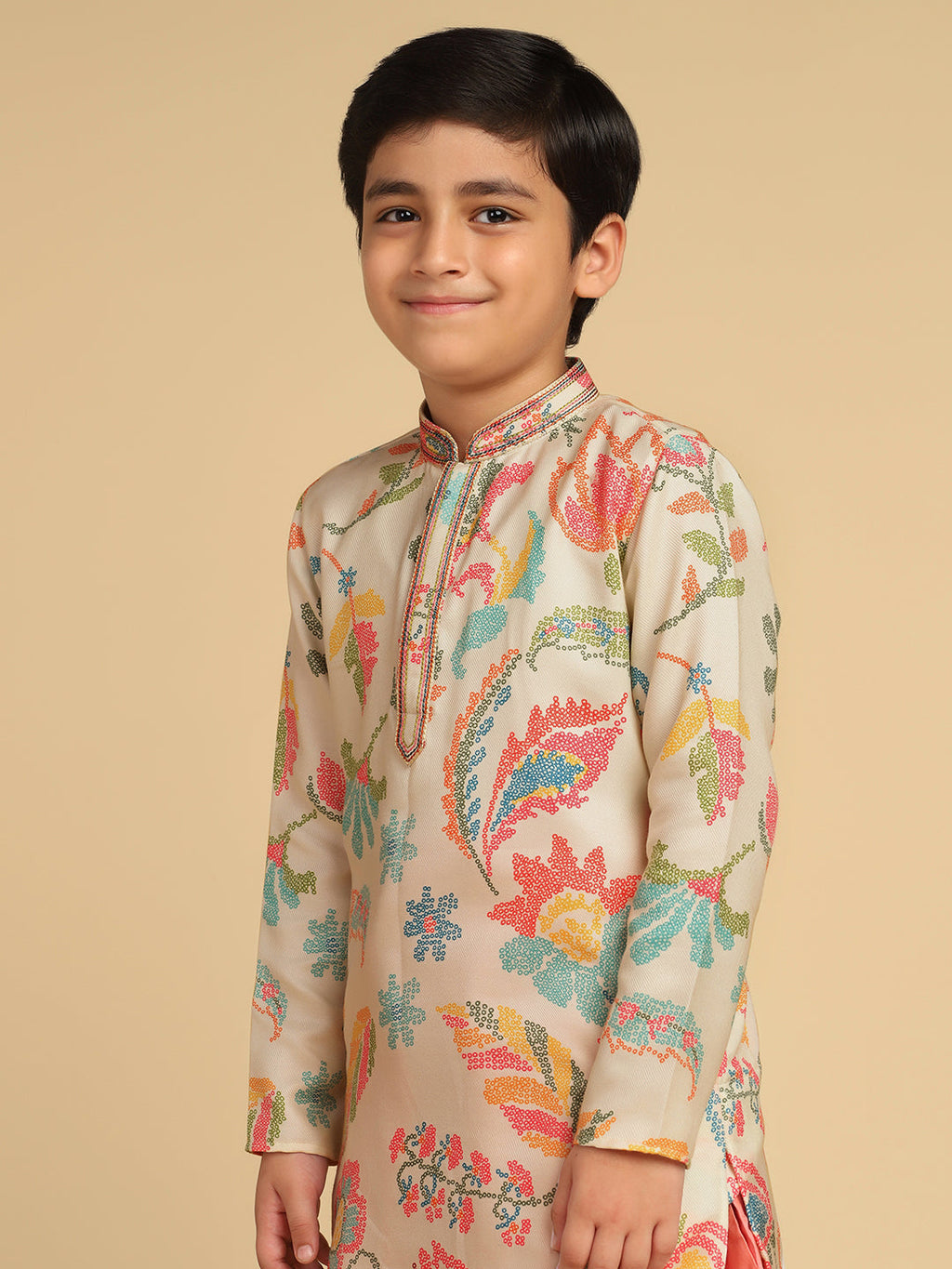 Multicolour Solid Kurta Pyjama Set