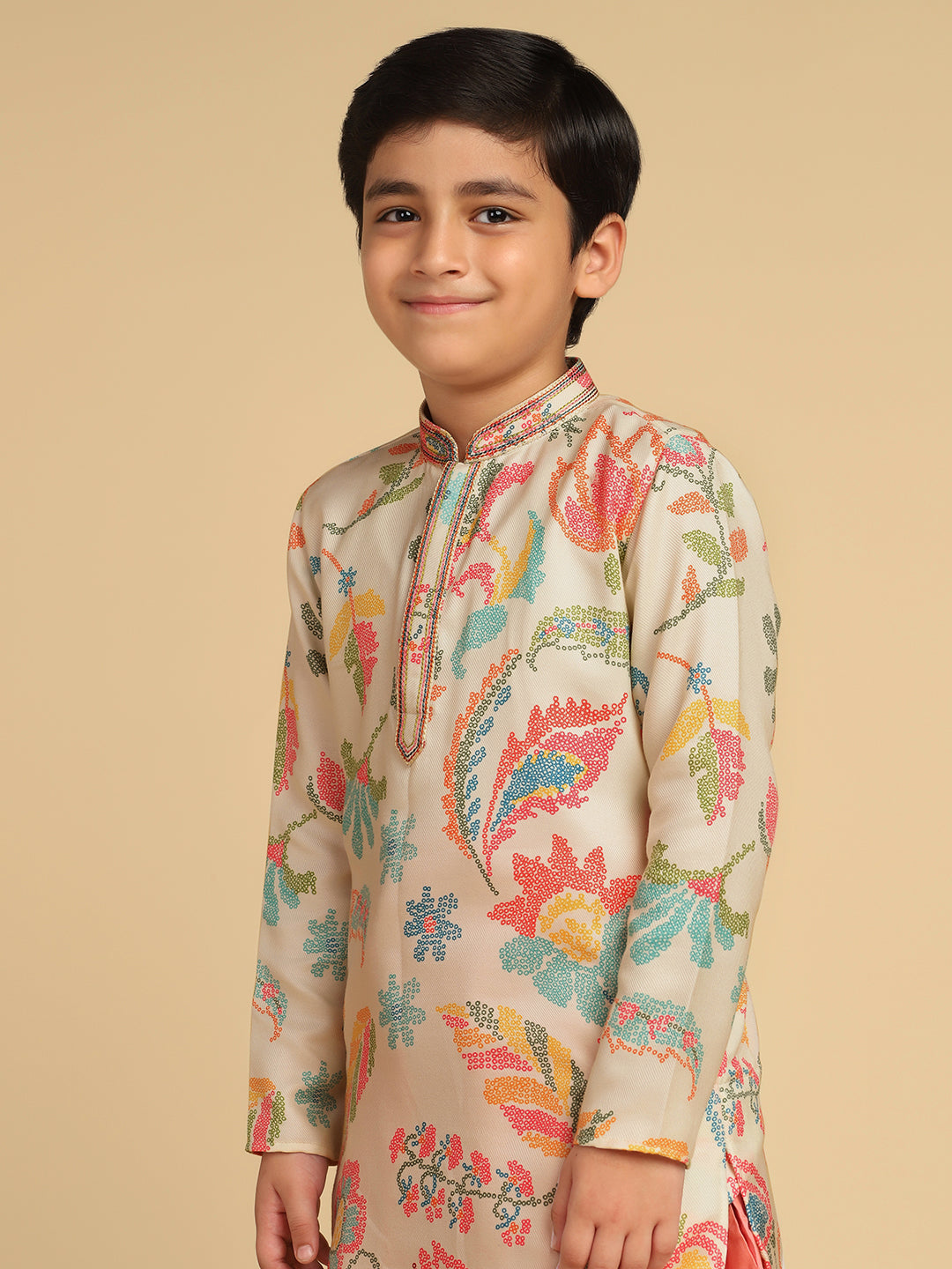 Multicolour Solid Kurta Pyjama Set