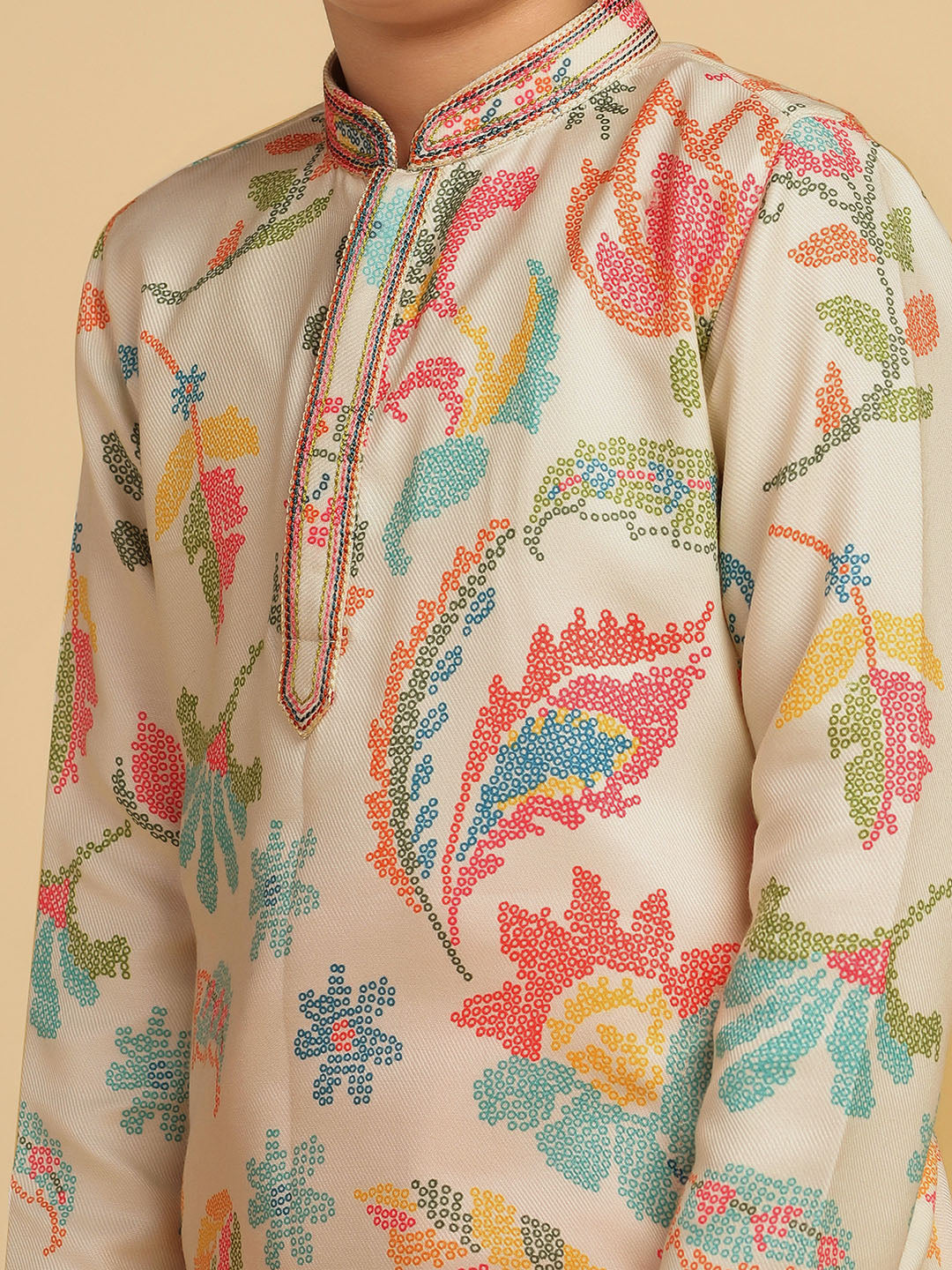 Multicolour Solid Kurta Pyjama Set