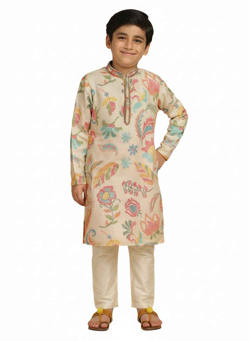 Multicolour Solid Kurta Pyjama Set