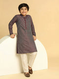 Magenta Silk Blend Self-Design Kurta Pyjama Set